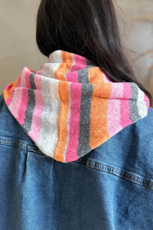 Jonti Stripe Knit Neckerchief Scarf 7